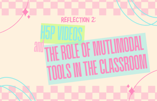 Header graphic that says "Reflection 2: H5P Videos and the Role of Multimodal Tools in the Classroom"